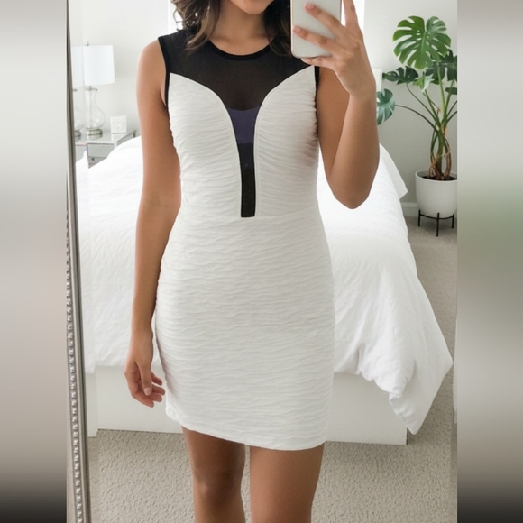 Dresses & Skirts - Sale- NWT Black and white sheer plunge cocktail dress